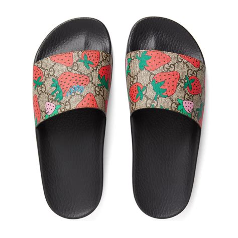 gucci rubber slides womens|gucci slides women strawberry.